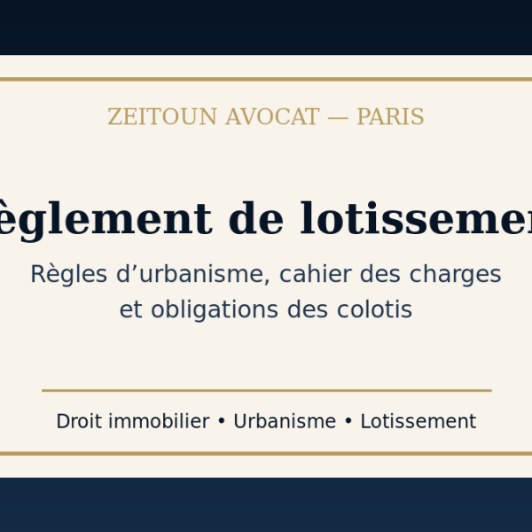 Règlement de lotissement règles d’urbanisme applicables aux colotis