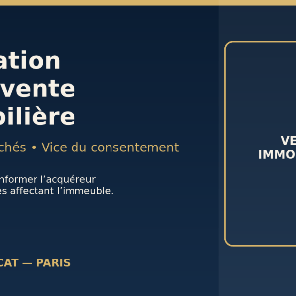 Annulation vente immobilière désordres cachés appartement avocat immobilier