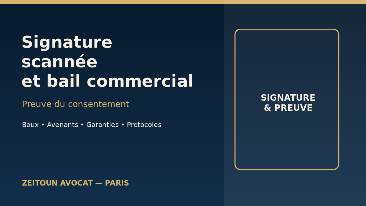 Bail commercial signature scannée preuve accord parties avocat immobilier