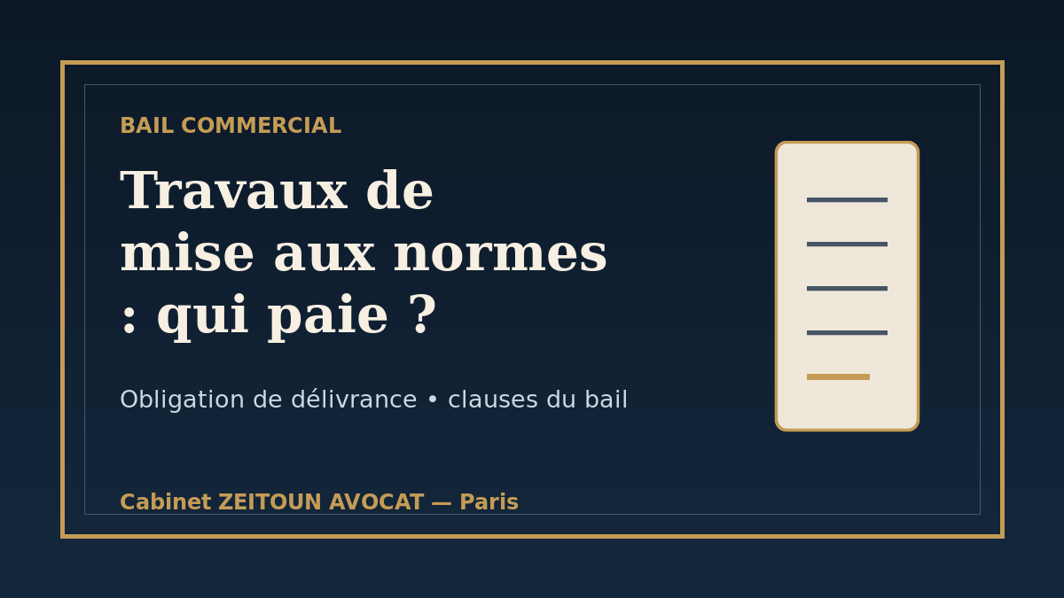 Bail commercial et travaux de mise aux normes imposés par l’administration