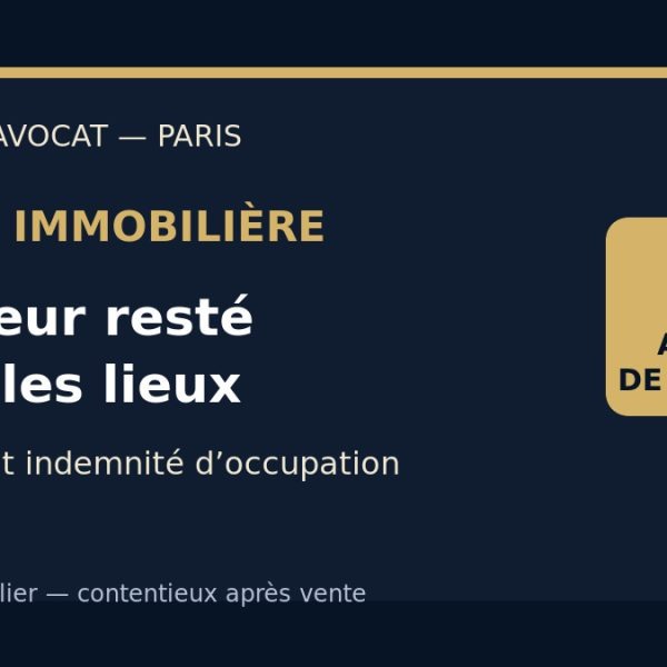 Vendeur qui reste dans les lieux après la vente recours acquéreur avocat immobilier