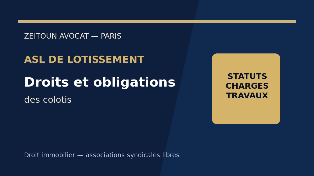 ASL de lotissement droits obligations des colotis