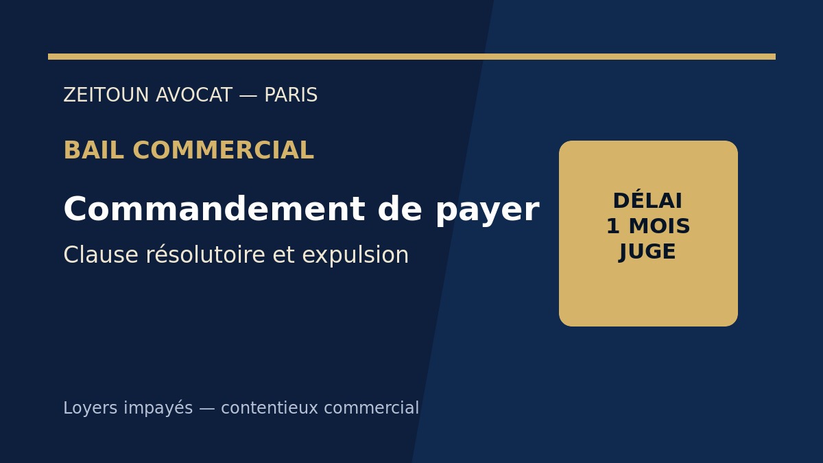 Commandement de payer en bail commercial et clause résolutoire